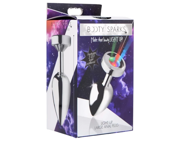 Booty Sparks - világító anál plug - nagy (ezüst)