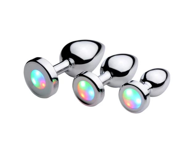 Booty Sparks - világító anál plug - nagy (ezüst)