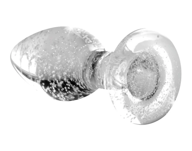 Booty Sparks Glow in the Dark M - üveg anál plug (átlátszó)