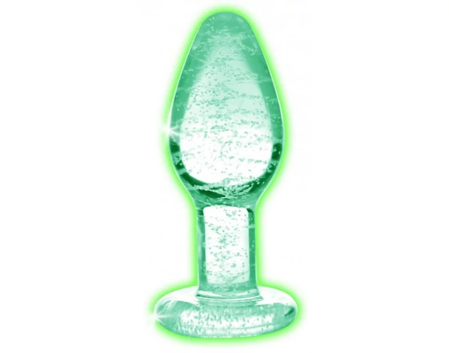 Booty Sparks Glow in the Dark L - üveg anál plug (átlátszó)