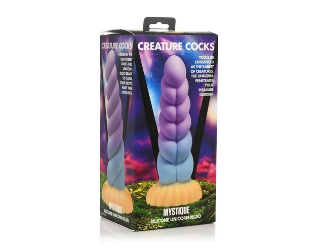 Creature Cocks Mystique - unikornis dildó - 21cm (lila-sárga)