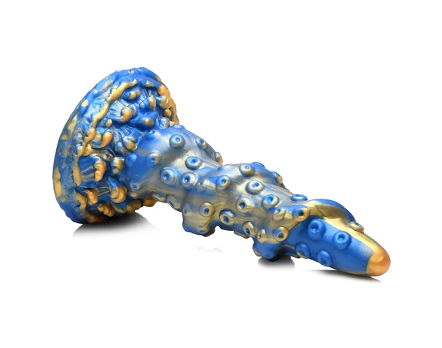 Creature Cocks Kraken - spirál polipkar dildó - 21cm (arany-kék)