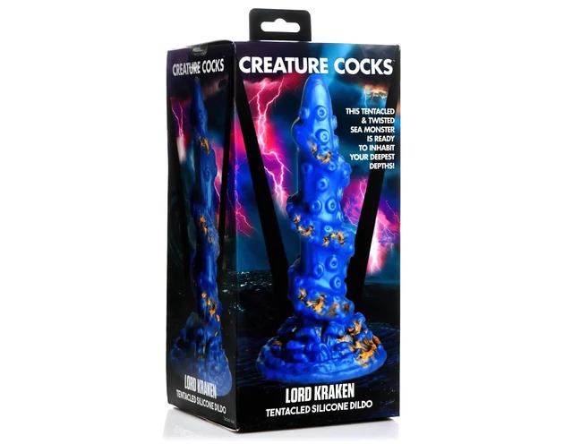 Creature Cocks Kraken - spirál polipkar dildó - 21cm (arany-kék)