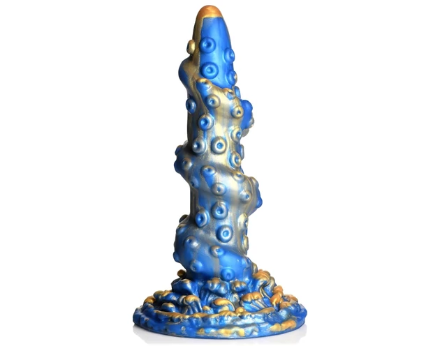 Creature Cocks Kraken - spirál polipkar dildó - 21cm (arany-kék)