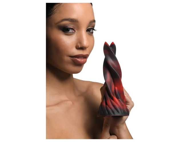 Creature Cocks Hell Kiss - csavart szilikon dildó - 19cm (piros)