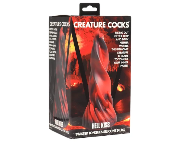 Creature Cocks Hell Kiss - csavart szilikon dildó - 19cm (piros)