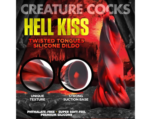 Creature Cocks Hell Kiss - csavart szilikon dildó - 19cm (piros)