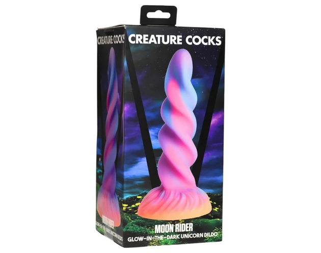 Creature Cocks Moon Rider - világító unikornis dildó (lila-pink)