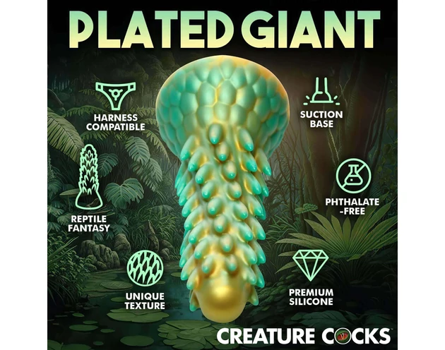 Creature Cocks Stegosaurus - szilikon dildó - 20cm (zöld)