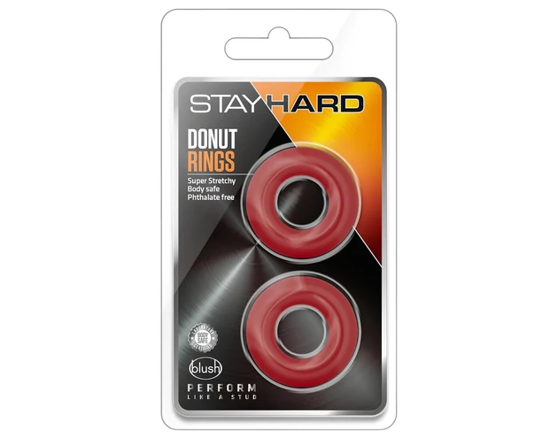 Stay Hard - péniszgyűrű szett (piros)