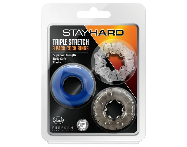 Stay Hard - változatos péniszgyűrű szett - 3db (színes)