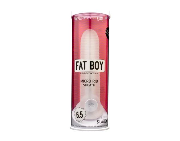 Fat Boy Micro Ribbed - péniszköpeny (17cm) - fehér