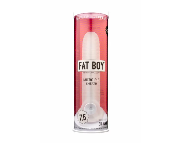 Fat Boy Micro Ribbed - péniszköpeny (19cm) - fehér