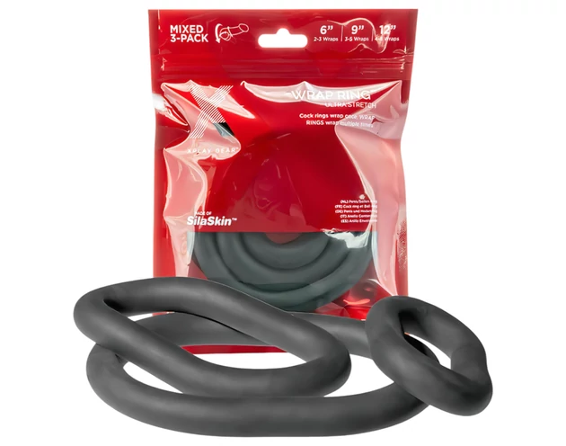 Perfect Fit Ultra Wrap - vastag péniszgyűrű szett - fekete (3db)