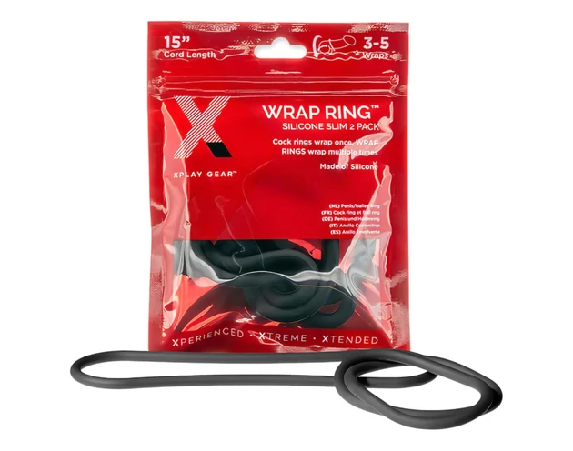 Perfect Fit Slim Wrap 15 - vékony péniszgyűrű - fekete (38cm)