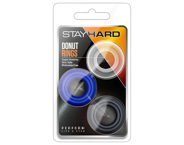 Stay Hard - péniszgyűrű szett - 3db (színes)