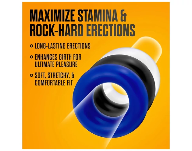 Stay Hard - péniszgyűrű szett - 3db (színes)