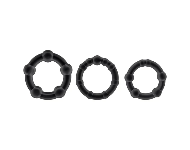 Stay Hard - péniszgyűrű szett (fekete)