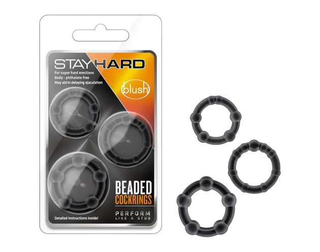 Stay Hard - péniszgyűrű szett (fekete)