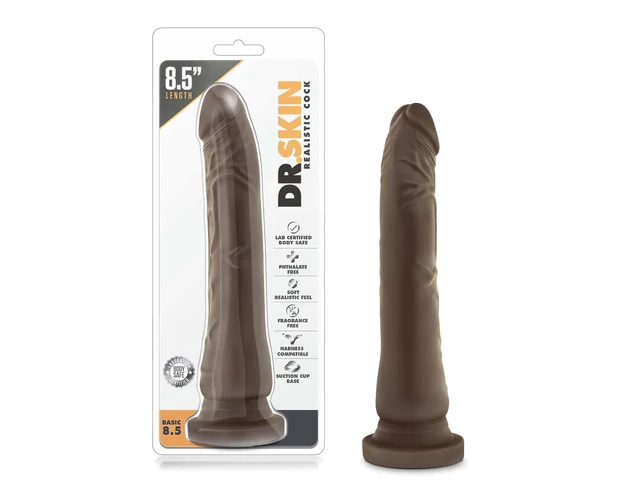 Dr. Skin 8,5 - tapadókorongos élethű dildó - barna (20,5cm)