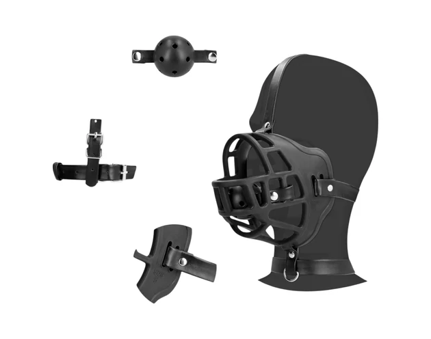 Ouch! - szájkosár, beépített szájpecekkel (fekete)