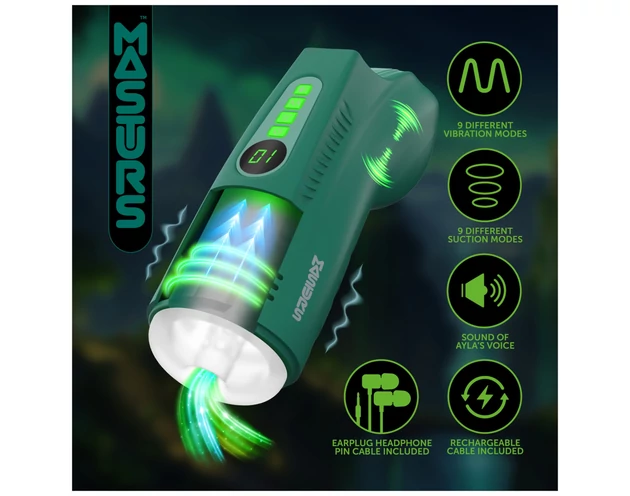 Masturs Ayla - nyögő szívó-rezgő AR maszturbátor (zöld)