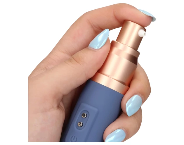 Loveline Travel - akkus vibrátor síkosító tartállyal (kék)