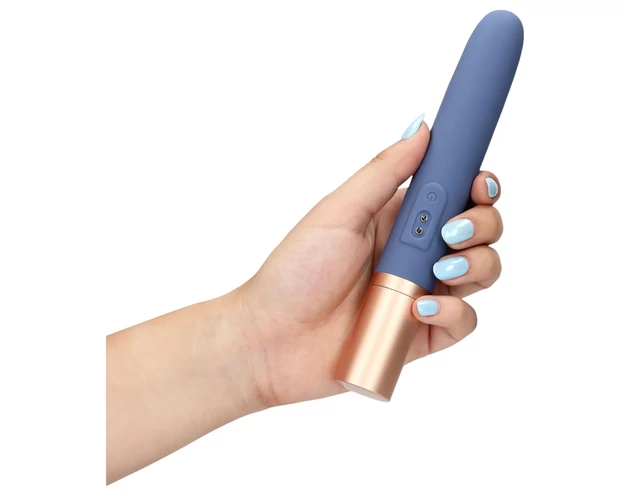 Loveline Travel - akkus vibrátor síkosító tartállyal (kék)