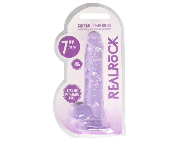 RealRock - átlátszó élethű dildó - lila (17cm)