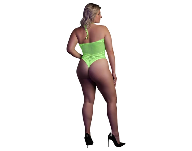 Ouch! - foszforeszkáló pántos hatású body (neon zöld)