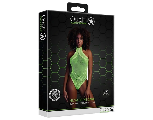 Ouch! - foszforeszkáló pántos hatású body (neon zöld)