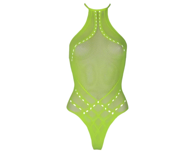 Ouch! - foszforeszkáló pántos hatású body (neon zöld)