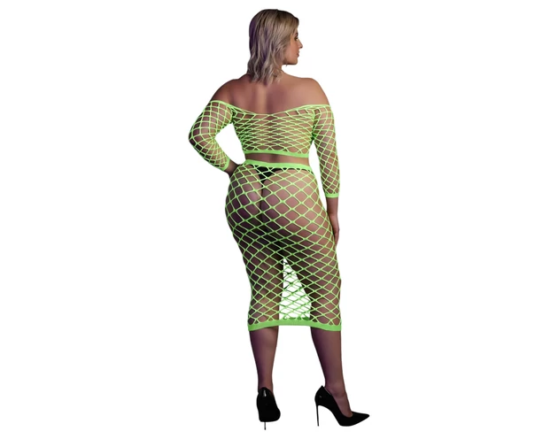 Ouch! - foszforeszkáló szoknya és felső (neon zöld)