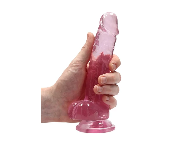 REALROCK - átlátszó élethű dildó - pink (17cm)