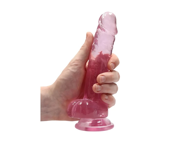 RealRock - átlátszó élethű dildó - pink (17cm)