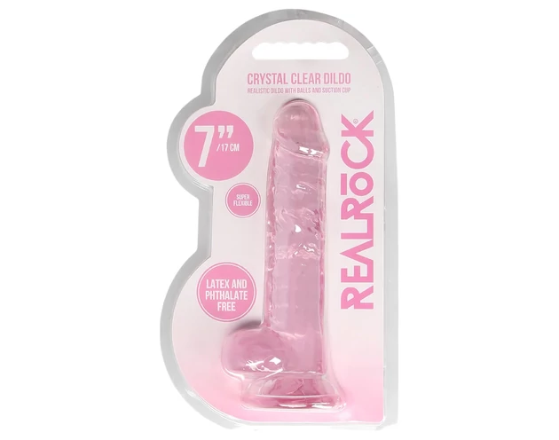 REALROCK - átlátszó élethű dildó - pink (17cm)
