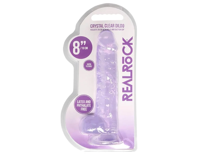 REALROCK - átlátszó élethű dildó - lila (19cm)