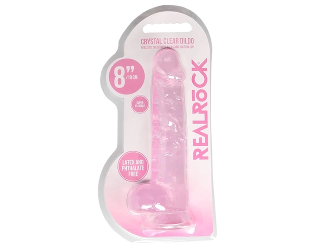 REALROCK - átlátszó élethű dildó - pink (19cm)