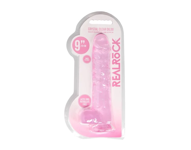 REALROCK - átlátszó élethű dildó - pink (22cm)