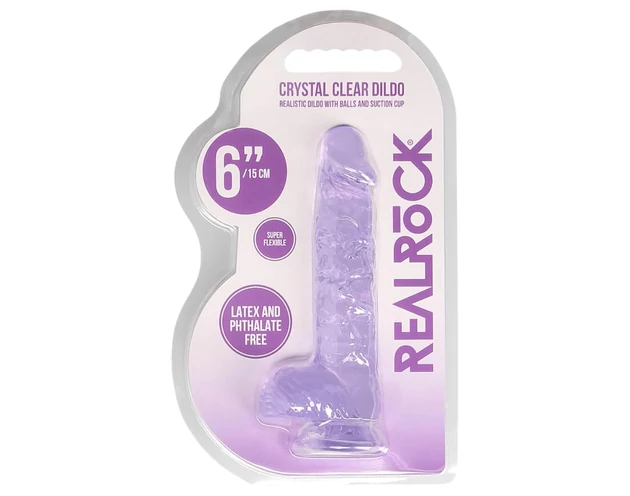 REALROCK - átlátszó élethű dildó - lila (15cm)