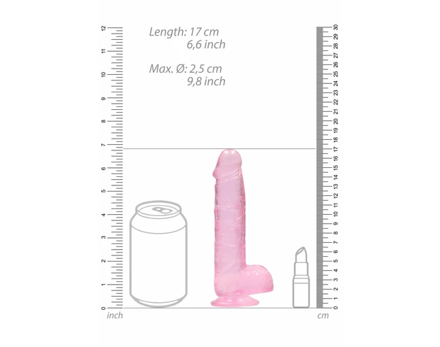 REALROCK - átlátszó élethű dildó - pink (15cm)