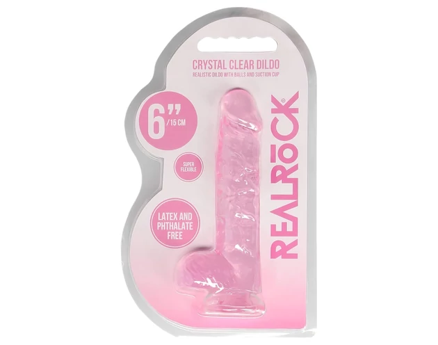 REALROCK - átlátszó élethű dildó - pink (15cm)