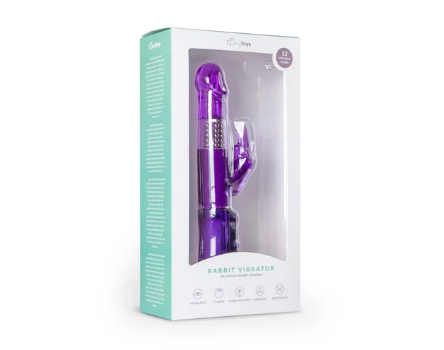 Easytoys Rabbit - forgó gyöngyös, csiklókaros vibrátor (lila)