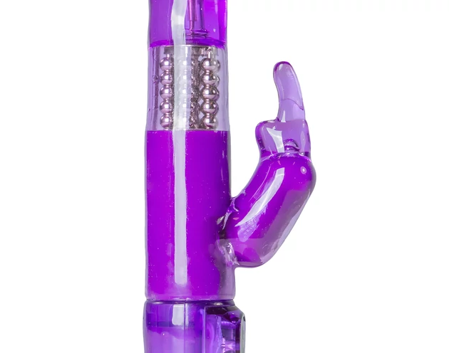 Easytoys Rabbit - forgó gyöngyös, csiklókaros vibrátor (lila)