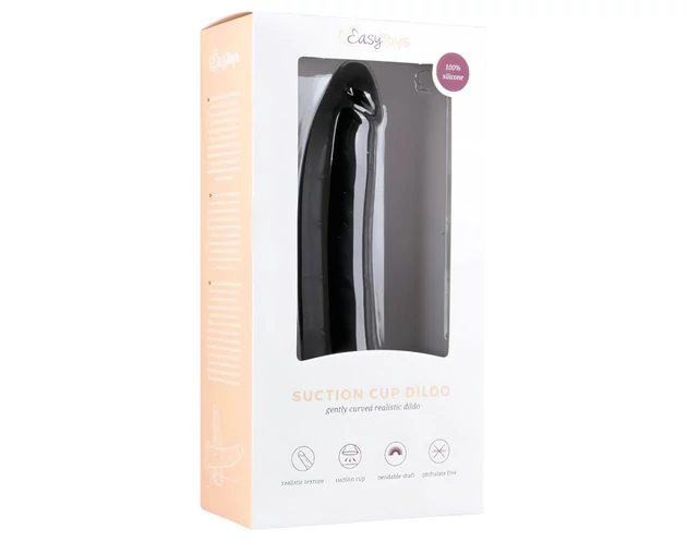 Easytoys - tapadókorongos 100% szilikon dildó (21cm) - fekete