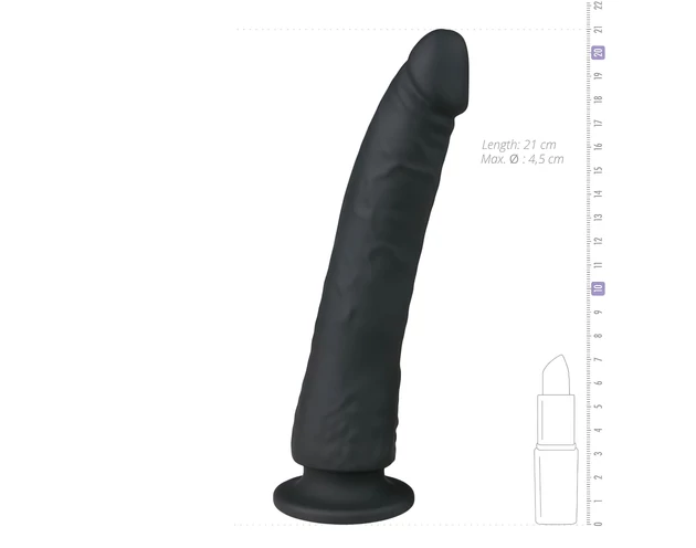 Easytoys - tapadókorongos 100% szilikon dildó (21cm) - fekete