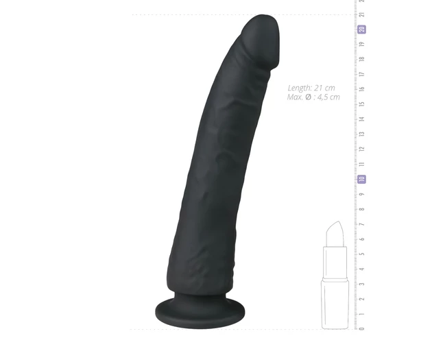 Easytoys - tapadókorongos 100% szilikon dildó (21cm) - fekete