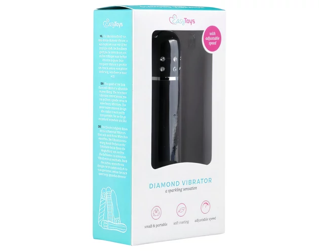 Easytoys Diamond Curved - mini rúd vibrátor (fekete)