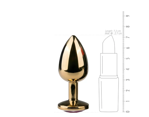 Easytoys Metal No.1 - lila köves kúp anál plug - arany (2,5cm)