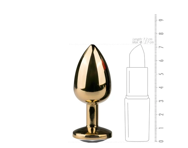 Easytoys Metal No.1 - fehér köves kúp anál plug - arany (2,5cm)